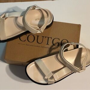 Coutgo Women's Elegant Cream Sandals
